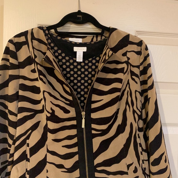 Chico’s Tan/Black Blouse/Jacket Set sz 1 - Picture 13 of 14